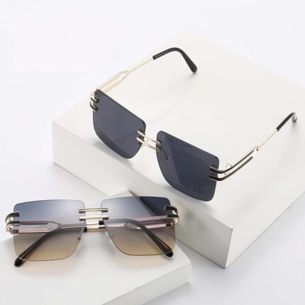 Trendy square frameless glasses