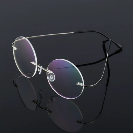 Retro frameless glasses made of round super elastic titanium alloy