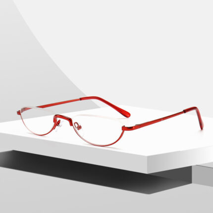 Fashionable half-moon shaped portable reading glasses for women