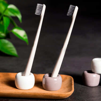 Ceramic bathroom toothbrush holder