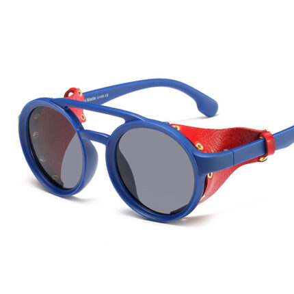 Personalized round leather sunglasses