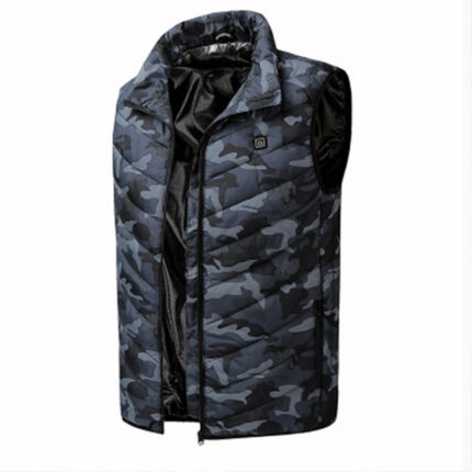 Fashionable men’s heated cotton waistcoat with stand-up collar