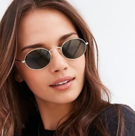 Fashionable luxury brand metal round frame sunglasses for women