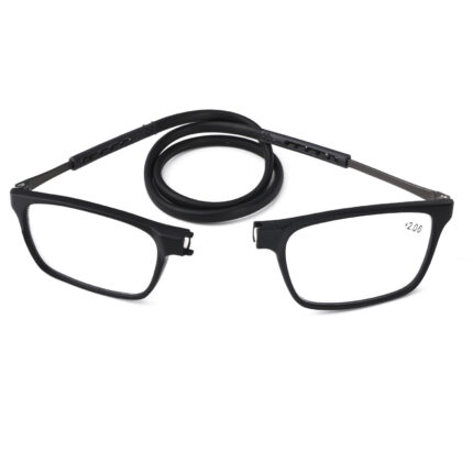 Folding presbyopic glasses with suspended silicone collar and anti-loss magnet
