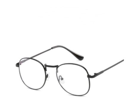 Decorative round-framed and retro glasses with flat Blu-ray mirror