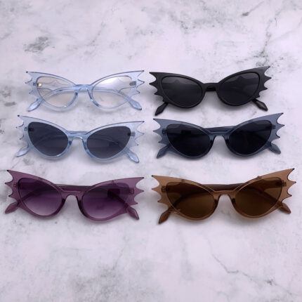 Personalized decorative glasses in the shape of an exaggerated cat’s eye