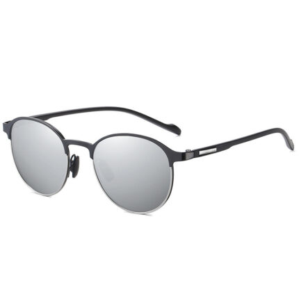 Polarized metal sunglasses with half frame and colored fashion