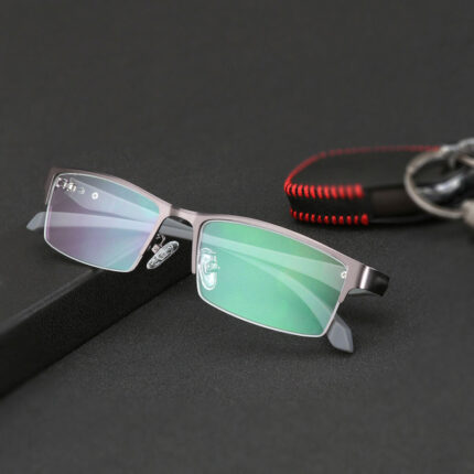 Glasses with ultra-light and semi-rimmed metal frames