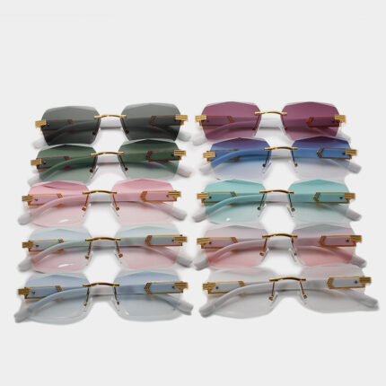 Frameless sunglasses. Fashionable marbled sunglasses for men