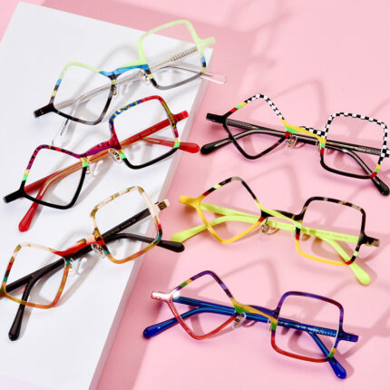 Frosted patchwork square-plate glasses
