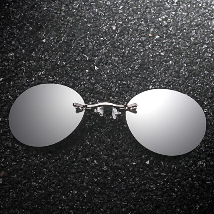 Round clip-on rimless sunglasses