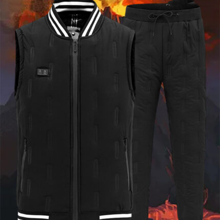 Heated cotton cardigan with simple stand-up collar